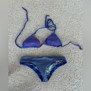 Maje Reversible Blue and Pink Patterned Bikini